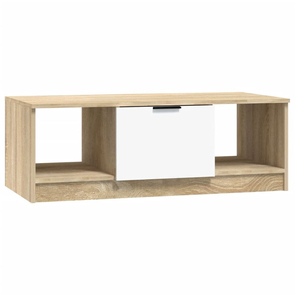 Vidaxl Konferenčný stolík biely a sonoma 102x50x36 cm spracované drevo